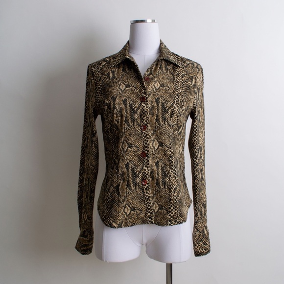 Vintage Tops - Vintage 90’s Snakeskin Print Long Sleeve Top